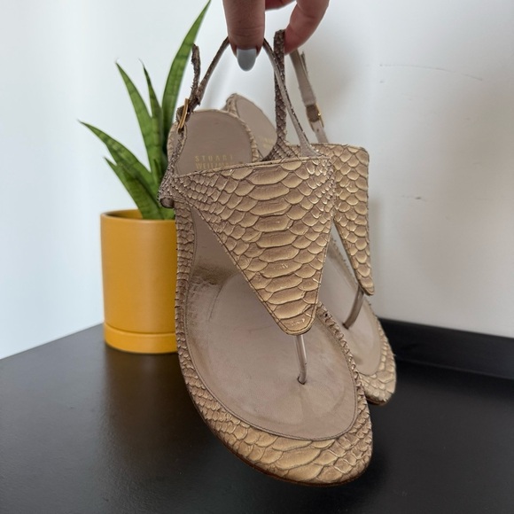 Stuart Weitzman snakeskin animal print Santorini flat sandals - size 8 - Picture 3 of 6